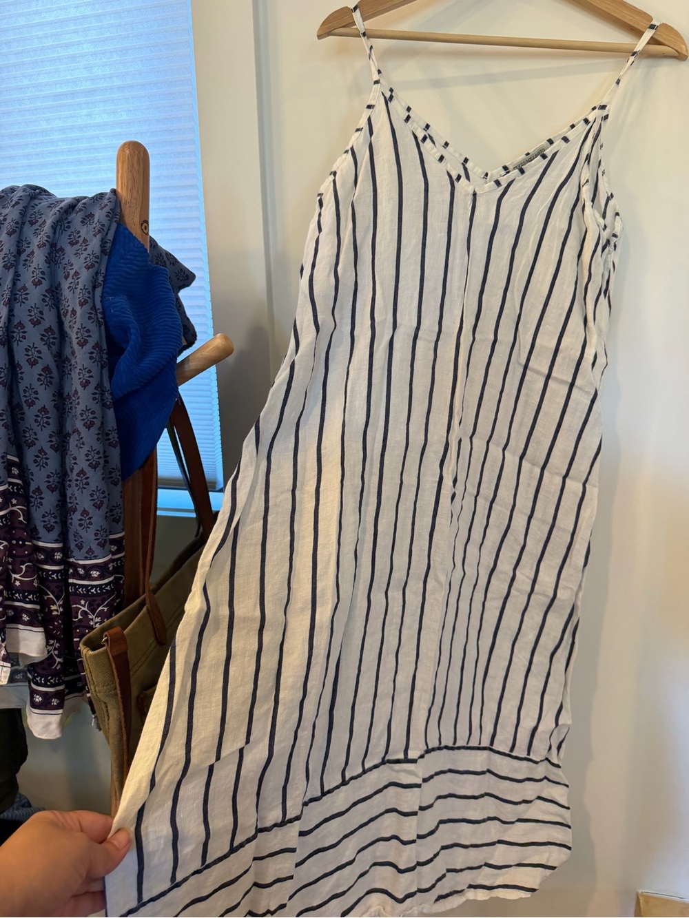 Striped White & Navy Midi Slip Dress - Picture 5 of 5